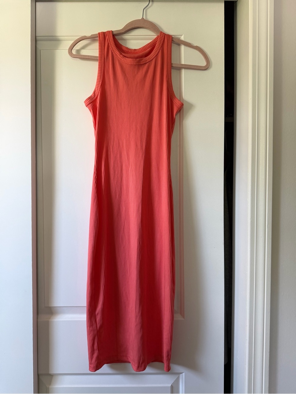 SHEIN Coral Ribbed Sleeveless Maxi Dress
